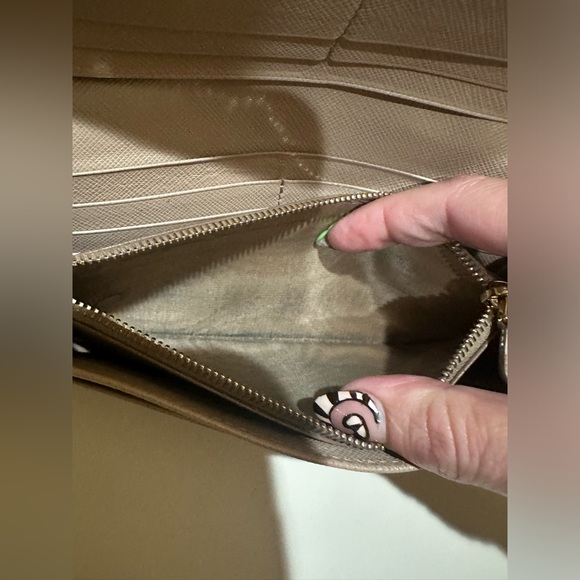 Prada Taupe Bow Continental Double snap Wallet - Picture 7 of 11